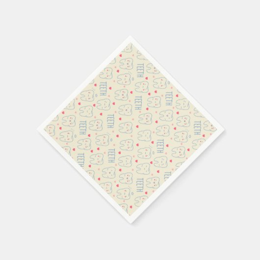 Pastel Happy Teeth Pattern Serviette (Ecke)