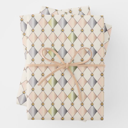Pastel Harlequin Diamonds Wrapping Paper Geschenkpapier Set (Beispiel)