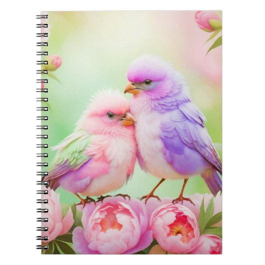 Pastel Harmony: Fluffy Songbirds Notizblock (Vorderseite)