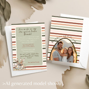 Pastel-Hasen-Familien-Oster-Weise-Foto Einladung