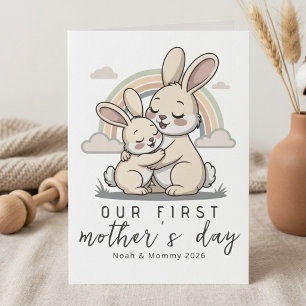 Pastel-Hasen-Mama Baby Erster Muttertag Sanfte Lie Karte