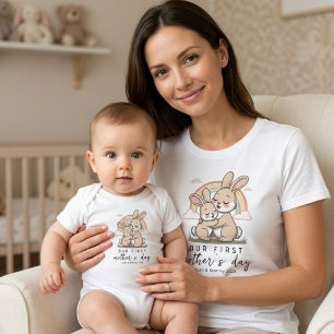 Pastel-Hasen-Mama-Baby-Liebe-Erster-Muttertag-Kuns T-Shirt