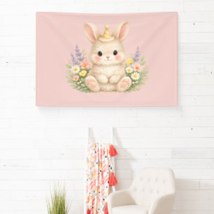 Pastel-Hasen-Wildblumen-Illustration für eine Magi Banner