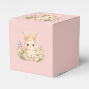 Pastel-Hasen-Wildblumen-Illustration für eine Magi Geschenkschachtel