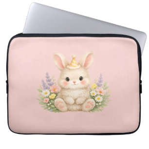 Pastel-Hasen-Wildblumen-Illustration für eine Magi Laptopschutzhülle