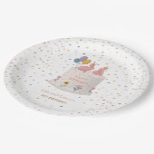 Pastel-Hasen-Zwillinge 1. Geburtstagsfeier Pappteller (Schrägansicht)