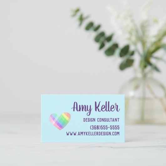 Pastel Heart Business Card Visitenkarte (Stehend Vorderseite)