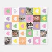 Pastel Heart Checkerboard Couple's Foto Geschenk Fleecedecke (Vorderseite (Horizontal))