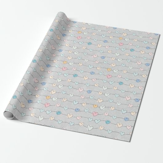 Pastel Heart Garland Gift Wrap Geschenkpapier (Ungerollt)