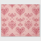 Pastel Heart Motifs Delicate Floral Romantic Style Geschenkpapier (Flach)