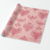 Pastel Heart Motifs Delicate Floral Romantic Style Geschenkpapier (Ungerollt)
