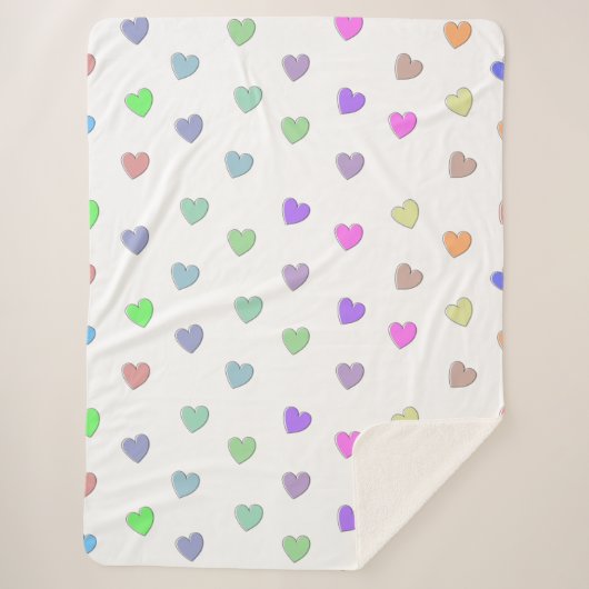 Pastel Heart Shape Muster Sherpa Blanket Sherpadecke (Vorderseite)