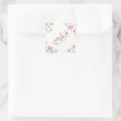 Pastel Heart Shaped Flowers Minimalist Pattern Quadratischer Aufkleber (Tasche)
