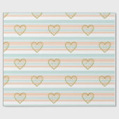 Pastel Heart Stripes Glitter Style Pattern (16) Geschenkpapier (Flach)