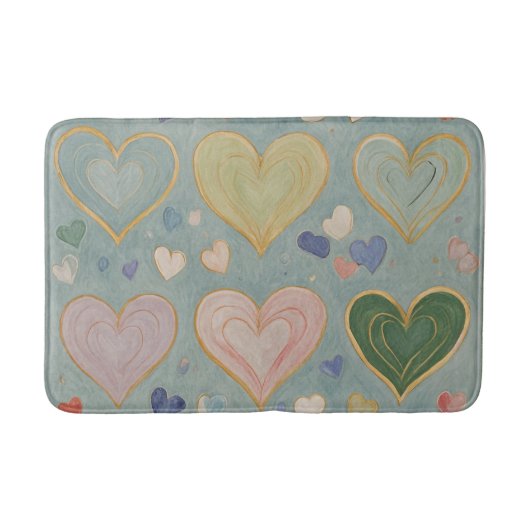 Pastel Heart Tapestry Badematte (Vorderseite)
