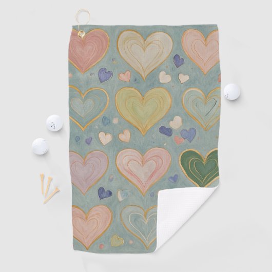 Pastel Heart Tapestry Golfhandtuch (Insitu)