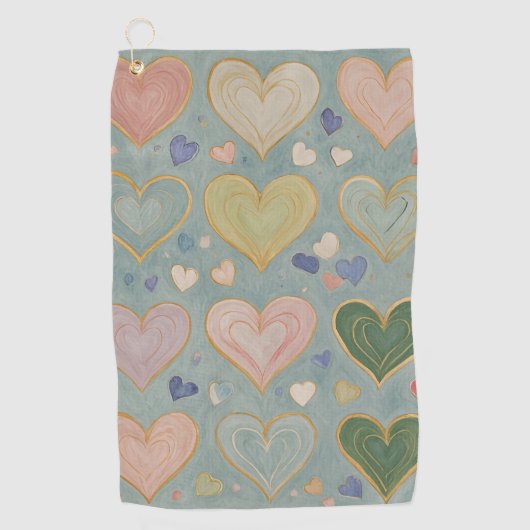 Pastel Heart Tapestry Golfhandtuch (Vorderseite)
