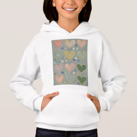 Pastel Heart Tapestry Hoodie (Vorderseite)