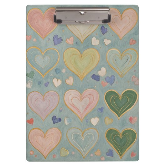 Pastel Heart Tapestry Klemmbrett (Vorderseite)