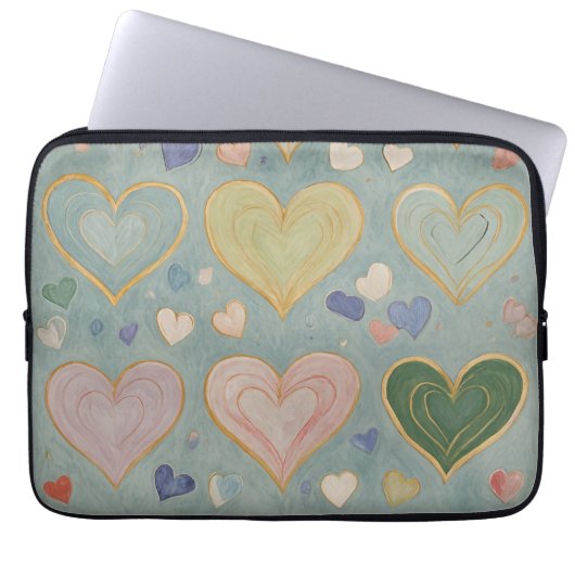 Pastel Heart Tapestry Laptopschutzhülle (Vorderseite)