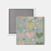 Pastel Heart Tapestry Magnet (Vorderseite/Rückseite)
