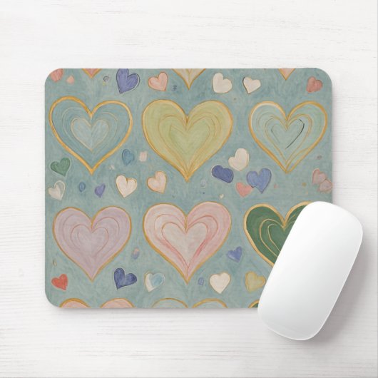 Pastel Heart Tapestry Mousepad (Mit Mouse)