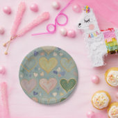 Pastel Heart Tapestry Pappteller (Party)