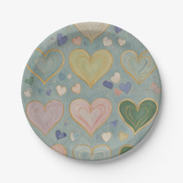 Pastel Heart Tapestry Pappteller