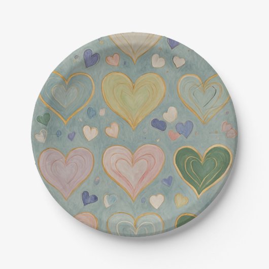 Pastel Heart Tapestry Pappteller (Vorderseite)