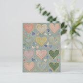 Pastel Heart Tapestry Postkarte (Stehend Vorderseite)