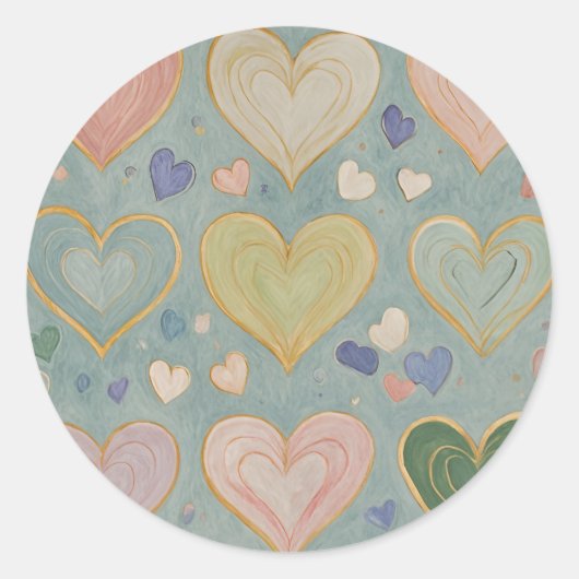 Pastel Heart Tapestry Runder Aufkleber (Vorderseite)