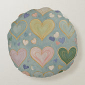 Pastel Heart Tapestry Rundes Kissen (Rückseite)