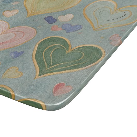 Pastel Heart Tapestry Schneidebrett (Ecke)