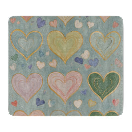 Pastel Heart Tapestry Schneidebrett