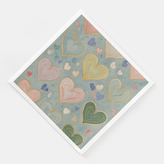 Pastel Heart Tapestry Serviette (Ecke)