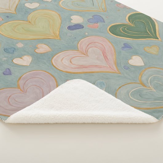 Pastel Heart Tapestry Sherpadecke (3/4)