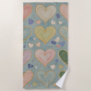 Pastel Heart Tapestry Strandtuch