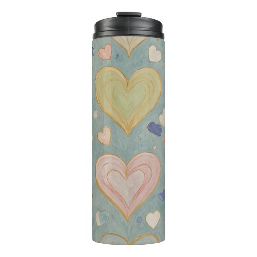 Pastel Heart Tapestry Thermosbecher (Vorderseite)