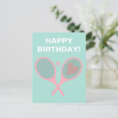 Pastel Heart Tennis Player Racquets Ball Birthday Postkarte (Stehend Vorderseite)