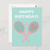 Pastel Heart Tennis Player Racquets Ball Birthday Postkarte (Vorne/Hinten)