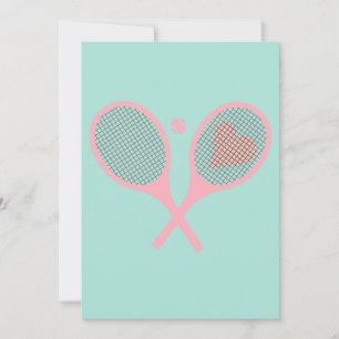 Pastel Heart Tennis Player Racquets Ball Design Einladung