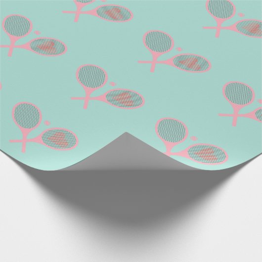 Pastel Heart Tennis Player Racquets Ball Design Geschenkpapier (Ecke)