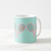 Pastel Heart Tennis Player Racquets Ball Design Kaffeetasse (VorderseiteRechts)