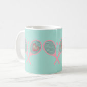 Pastel Heart Tennis Player Racquets Ball Design Kaffeetasse (Vorderseite Links)