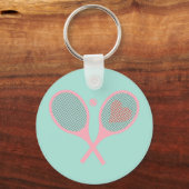 Pastel Heart Tennis Player Racquets Ball Design   Schlüsselanhänger (Vorderseite)