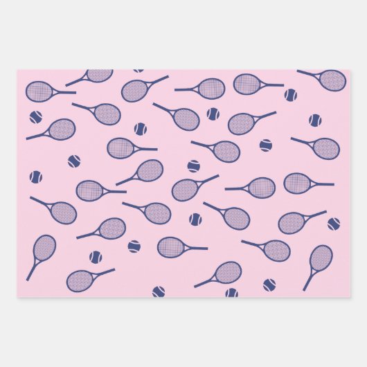 Pastel Heart Tennis Player Racquets Ball Preppy Geschenkpapier Set (Vorderseite 3)