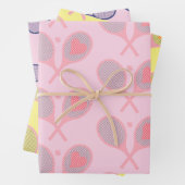 Pastel Heart Tennis Player Racquets Ball Preppy Geschenkpapier Set (Beispiel)