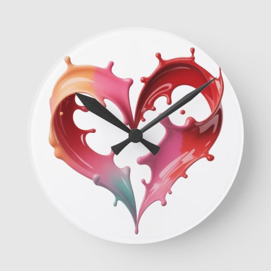 Pastel Heart Wall Clock Runde Wanduhr (Vorderseite)