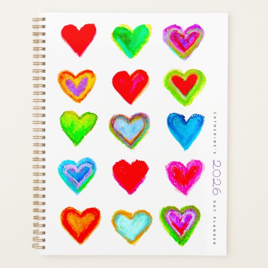 Pastel Hearts 2026 Day Planner Planer (Vorderseite)