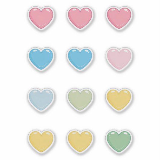 Pastel Hearts Aufkleber (Vorderseite)
